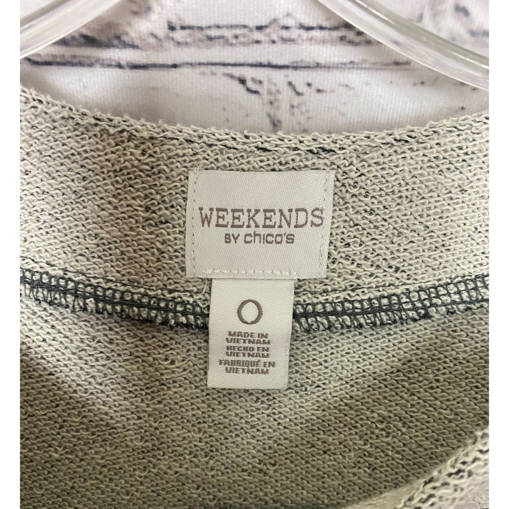 Weekend By Chico's Womens Blouse Top Size 0 Gray Long Sleeve Knit Shoulder‎ Zip - Picture 2 of 11